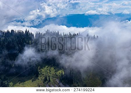 Beautiful Sub Alpine Meadow And Valley Seen From Lookout