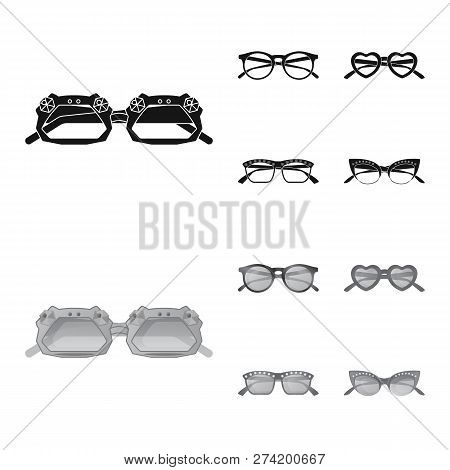 Vector Design Of Glasses And Sunglasses Logo. Set Of Glasses And Accessory Vector Icon For Stock.