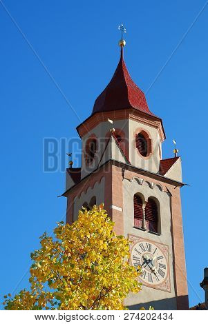 St. John The Baptist Parish Church In Tirol, Italy. Tirol  Is A Comune (municipality) In The Provinc