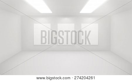 Modern Art Gallery Interior. Vector Architectural Illustratrion Of Museum Hall. Exposition Space Wit