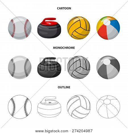 Vector Design Of Sport And Ball Sign. Set Of Sport And Athletic Stock Vector Illustration.