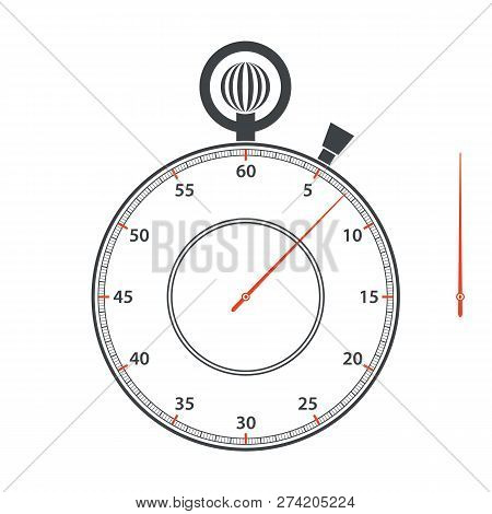 Stopwatch Dial And Arrow On White Background. Vector Illustration