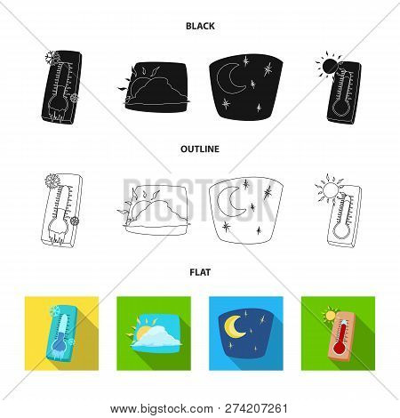 Vector Illustration Of Weather And Climate Icon. Set Of Weather And Cloud Vector Icon For Stock.