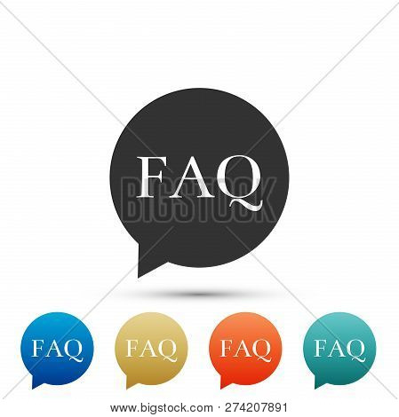 Speech Bubble With Text Faq Information Icon Isolated On White Background. Circle Button With Text F