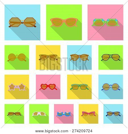 Vector Design Of Glasses And Sunglasses Icon. Collection Of Glasses And Accessory Vector Icon For St