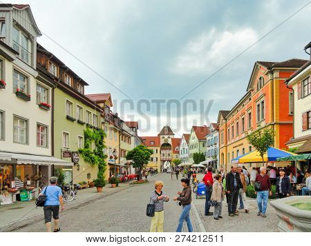 Meersburg, Germany - July 1, 2011 : People Sightseeing In The Picturesque Town Centre Of Meersburg, 