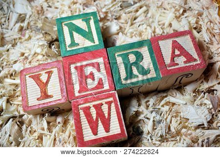 Wooden Text Block With The Word New Yera