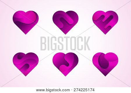 Heart on valentines day in love vector. Heart shape lovely pink sign on hearted celebration and greeting card. relations symbol. heart and love logo. love and heart icon set illustration.