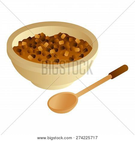 Honey With Comb Plate Icon. Isometric Of Honey With Comb Plate Vector Icon For Web Design Isolated O