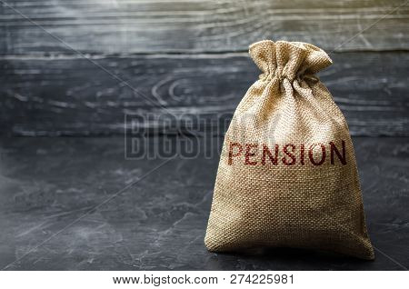 Bag With The Money And The Word Pension. Pension Payments. Help From The State. Accumulation And Sav