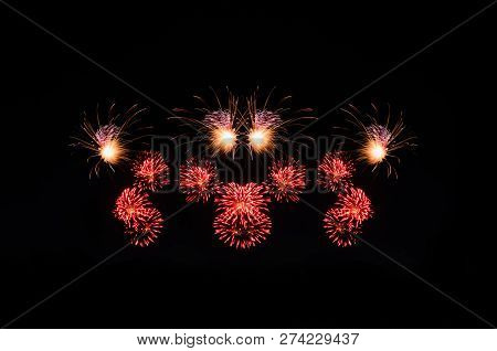 Colorful Fireworks Abstract Background In The Dark Sky With Copy Spacce For Festival Celebration Hol