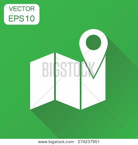Location Gps Icon. Business Concept Map With Pin Pictogram. Vect