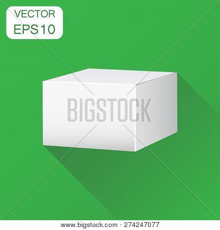 Blank White Carton 3d Box Icon. Business Concept Box Package Moc