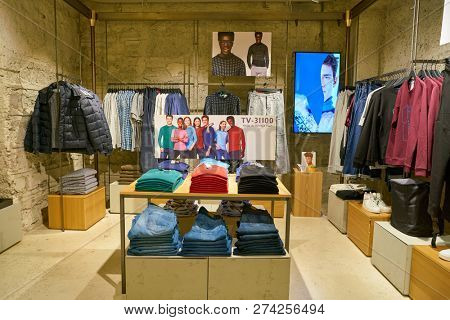ROME, ITALY - CIRCA NOVEMBER, 2017: interior shot of United Colors of Benetton store in Rome. 