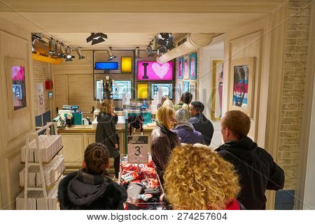 ROME, ITALY - CIRCA NOVEMBER, 2017: people queue of Alcott store in Rome. 