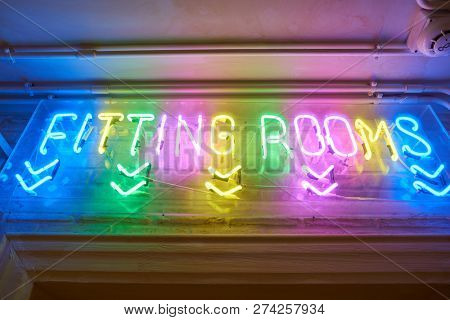 ROME, ITALY - CIRCA NOVEMBER, 2017: fitting rooms sign at Alcott store in Rome. 