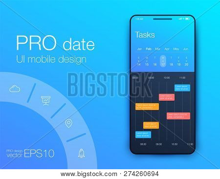 Mobile Phone Application For Analytics. Stock Vector