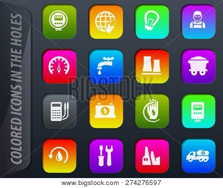 Alternative Energy Colored Icons In The Holes Easily Adapt To Any Background