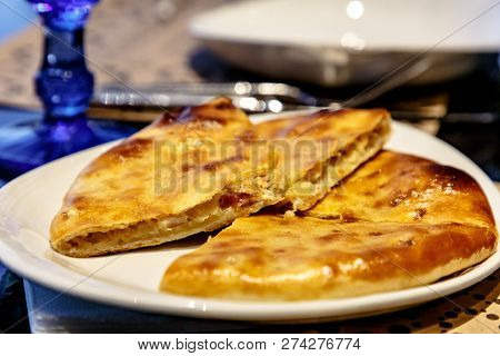 Ossetian Meat Pie Is On The Plate.