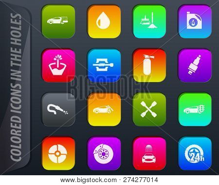 Car Shop Colored Icons In The Holes Easily Adapt To Any Background