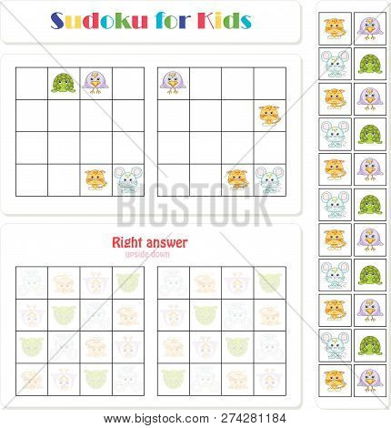 Sudoku For Kids With Funny Cartoon Animals
