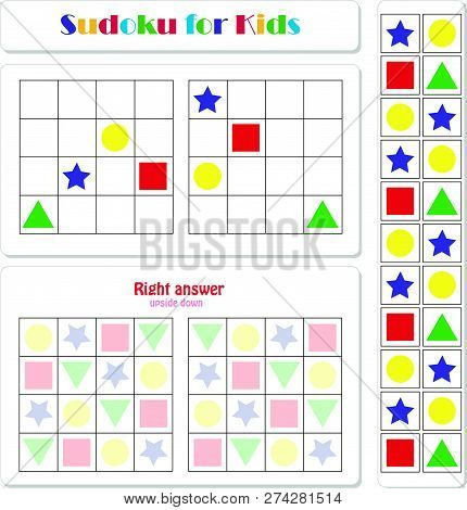 Sudoku For Kids With Colorful Geometric Figures