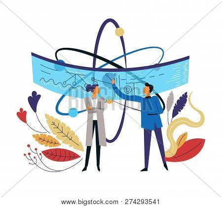 Scientists And Atom Plants And Scheme Isolated Icon Man And Woman