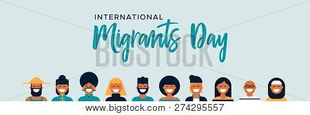 International Migrants Day Global Migration Concept Illustration With Diverse Friend Group Of Differ