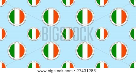 Ireland Round Flag Seamless Pattern. Irish Background. Vector Circle Icons. Geometric Symbols. Textu