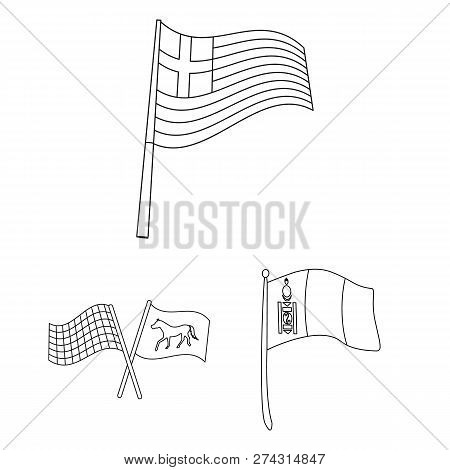 Vector Illustration Of World And Flag Symbol. Set Of World And Ribbon Stock Vector Illustration.