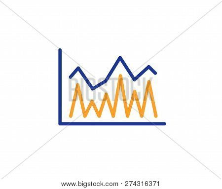 Line Chart Icon. Financial Growth Graph Sign. Stock Exchange Symbol. Colorful Outline Concept. Blue 