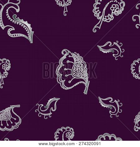 Elegant Seamless Pattern With Hand Drawn Decorative Hibiscus Flowers, Design Elements.