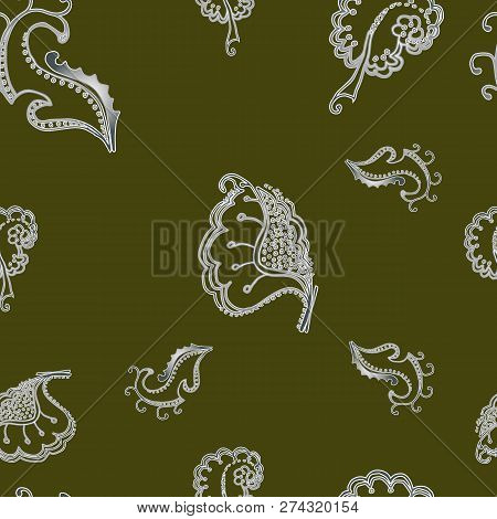 Elegant Seamless Pattern With Hand Drawn Decorative Hibiscus Flowers, Design Elements.