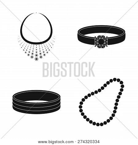 Vector Design Of Jewelery And Necklace Symbol. Collection Of Jewelery And Pendent Stock Vector Illus