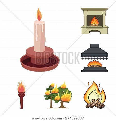 Vector Illustration Of Fire And Flame Symbol. Collection Of Fire And Fireball Vector Icon For Stock.