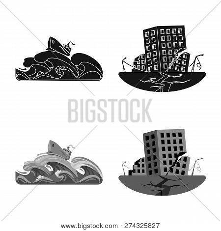Vector Illustration Of Natural And Disaster Icon. Collection Of Natural And Risk Vector Icon For Sto