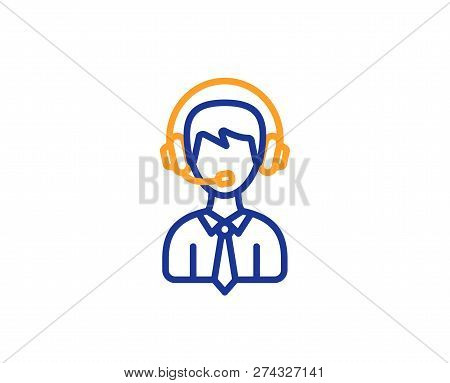 Shipping Support Line Icon. Delivery Manager Sign. Logistics Help Symbol. Colorful Outline Concept. 