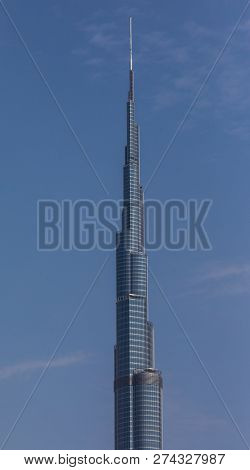 Dubai, United Arab Emirates - October, 2018: Burj Khalifa Tower. This Skyscraper Is The Tallest Man-