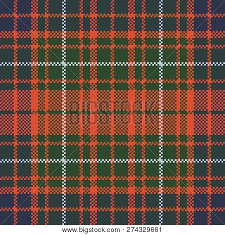 Pixel Plaid Tartan Seamless Background. Vector Illustration.