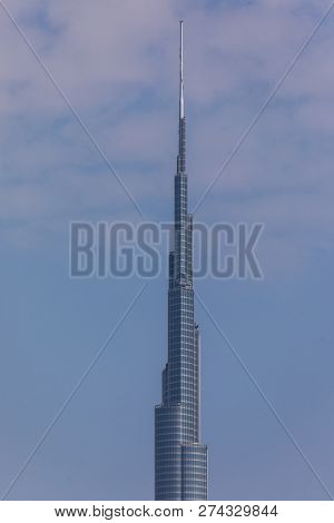 Dubai, United Arab Emirates - October, 2018: Burj Khalifa Tower. This Skyscraper Is The Tallest Man-
