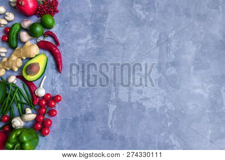 Paper Package Of Vegan Vegetarian With Fresh Colorful Tasty Raw Organic Raw Healthy Food Vegetables 