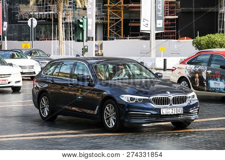 Dubai, Uae - November 16, 2018: Motor Car Bmw (g31) 5-series Touring In The City Street.