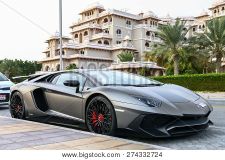 Dubai, Uae - November 16, 2018: Italian Sportscar Lamborghini Aventador Lp 750-4 Superveloce In The 