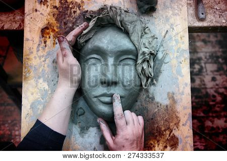Russia, Moscow-december 15, 2018.sculpture Lessons At Moscow State Art Institute Named After Surikov