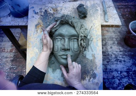 Russia, Moscow-december 15, 2018.sculpture Lessons At Moscow State Art Institute Named After Surikov