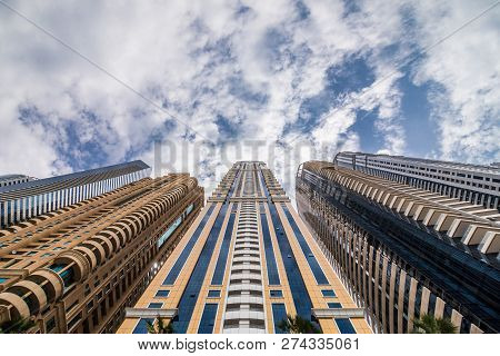 Dubai, United Arab Emirates - October, 2018: Towers, Skyscrapers, Hotels, Modern Architecture, Sheik
