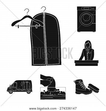 Isolated Object Of Laundry And Clean Logo. Set Of Laundry And Clothes Stock Vector Illustration.