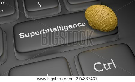 Superintelligence Application Keyboard Key Concept 3d Render Illustration