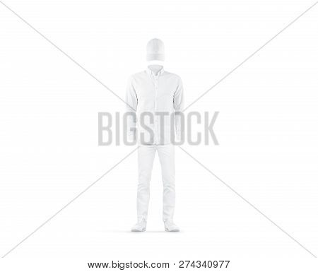 Blank White Uniform Mock Up, Isolated, Front View