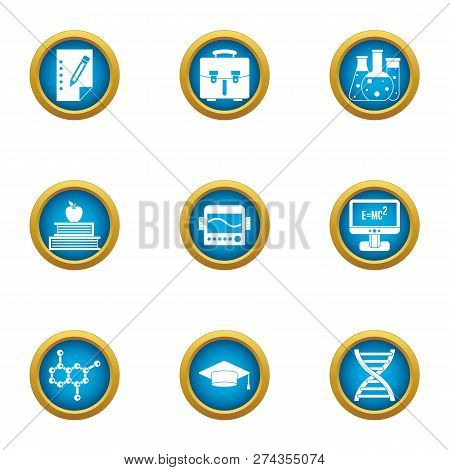 Scientific Man Icons Set. Flat Set Of 9 Scientific Man Icons For Web Isolated On White Background